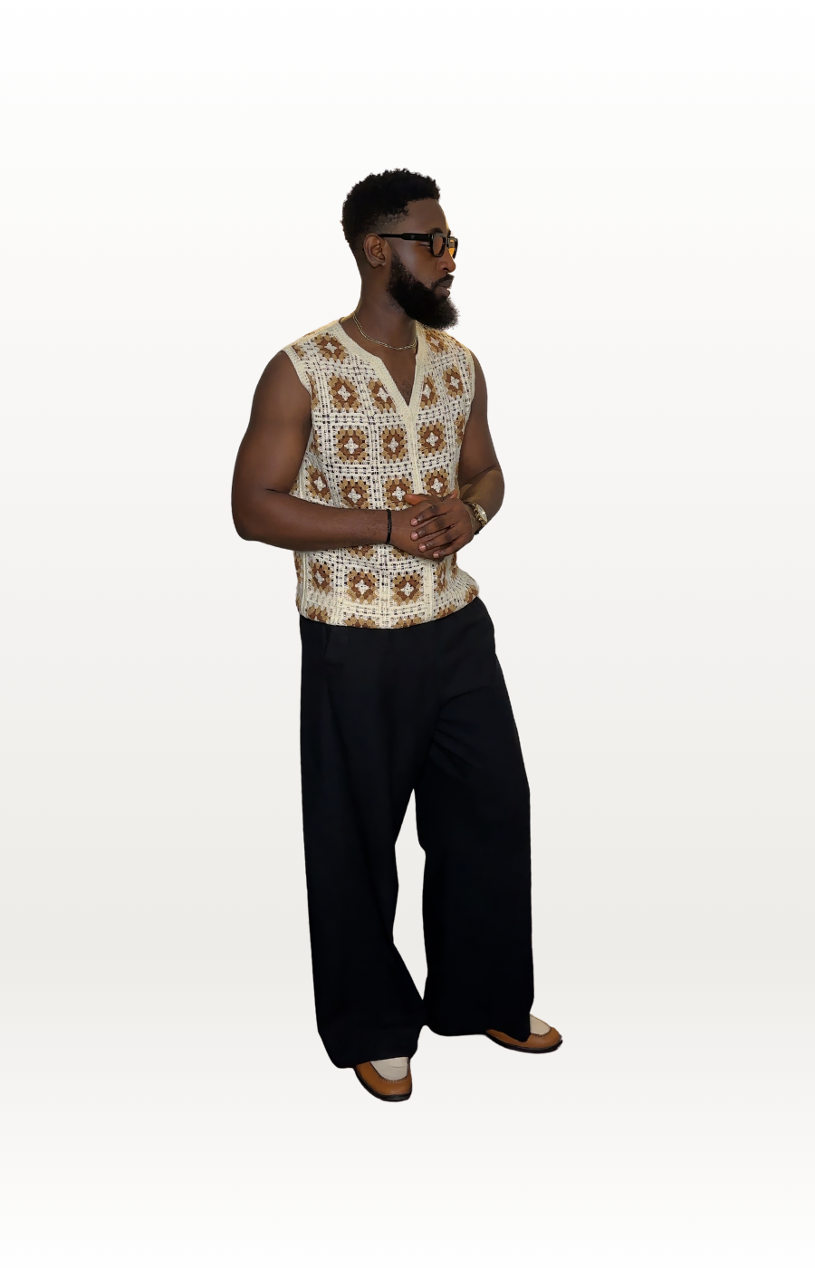 Sleeveless Crochet Knit Shirt