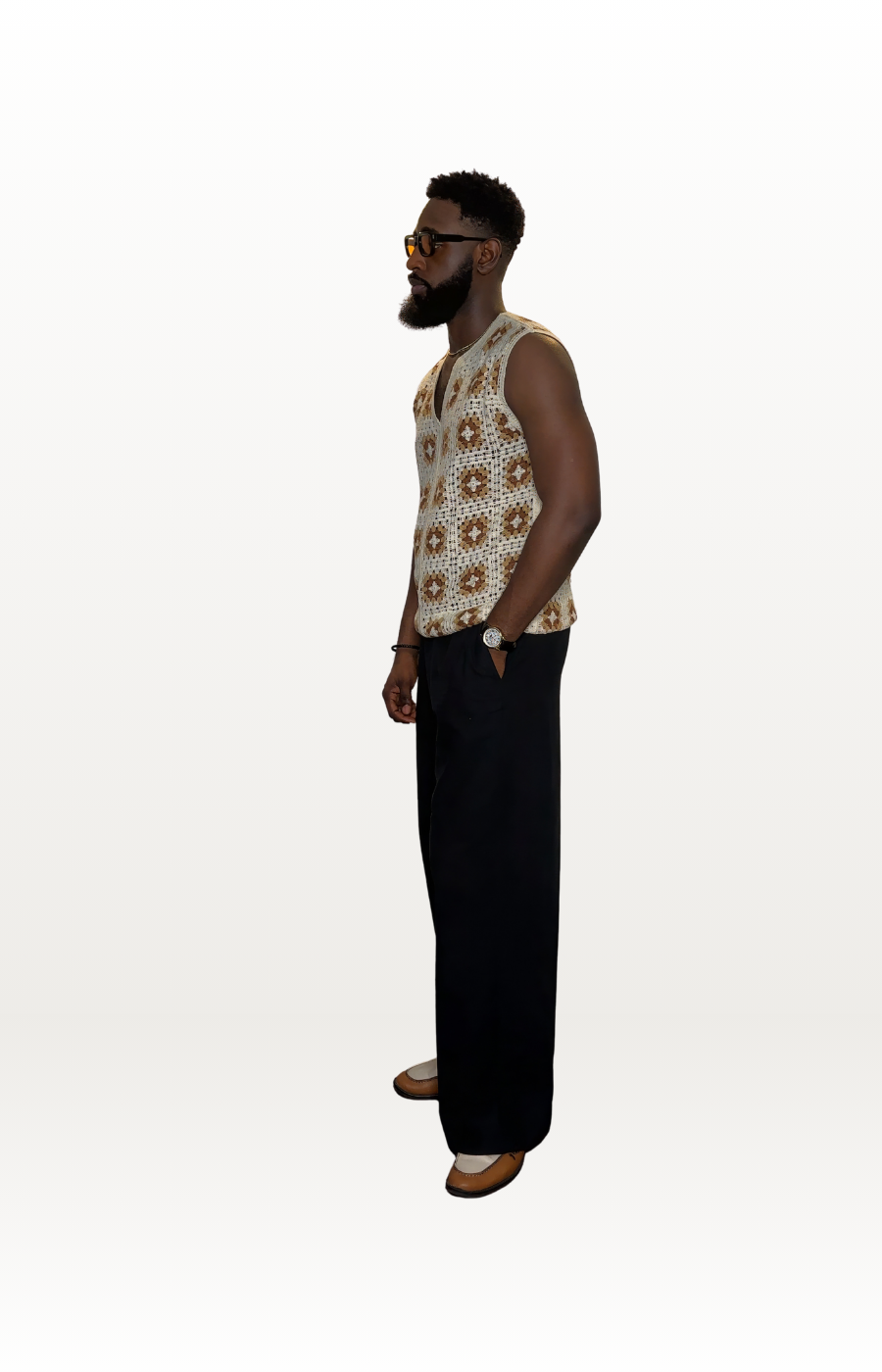 Sleeveless Crochet Knit Shirt