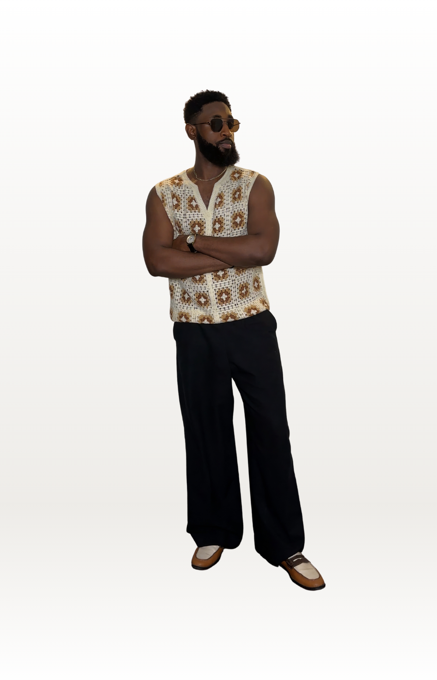 Sleeveless Crochet Knit Shirt