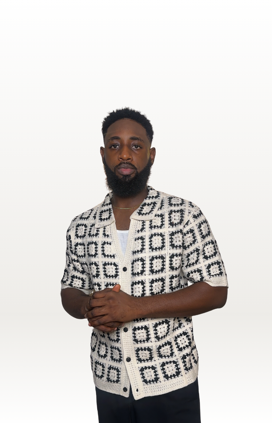 Loose Fit Crochet Knit Shirt