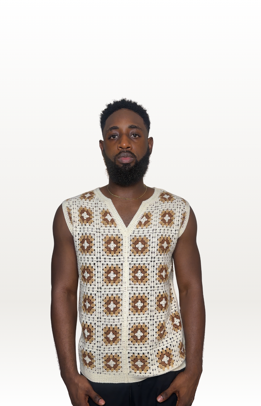 Sleeveless Crochet Knit Shirt