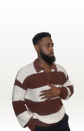 Oversized Two-Tone Striped Knit Sweater