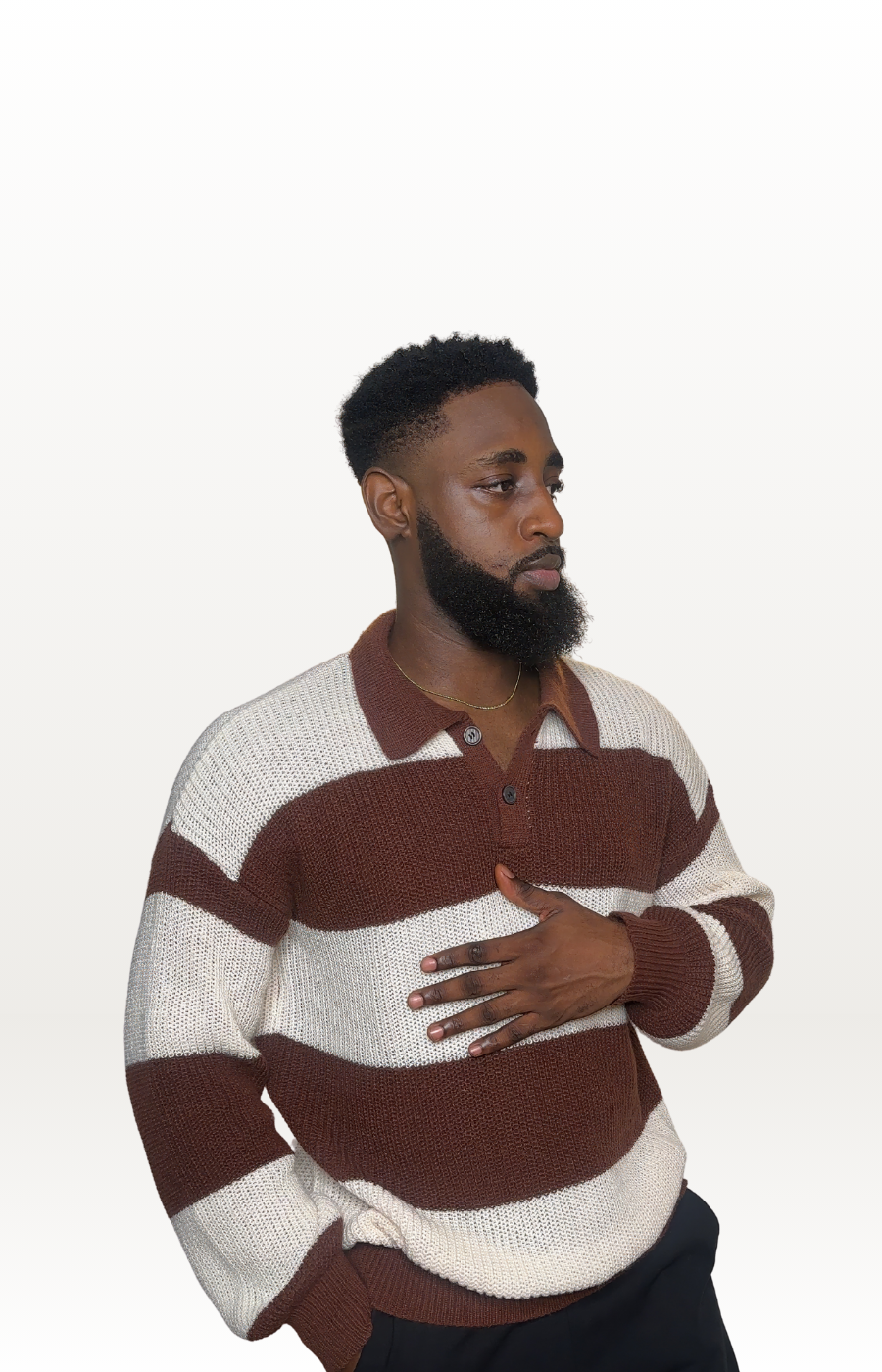 Oversized Two-Tone Striped Knit Sweater