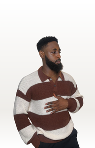 Oversized Two-Tone Striped Knit Sweater