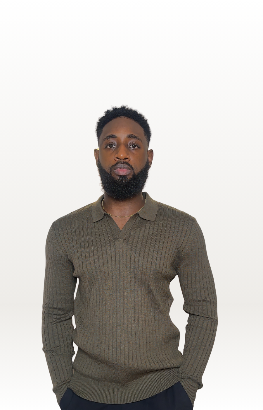 Ribbed Long Sleeve Knit Shirt