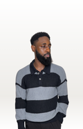 Oversized Two-Tone Striped Knit Sweater