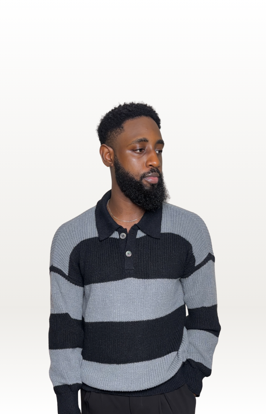 Oversized Two-Tone Striped Knit Sweater