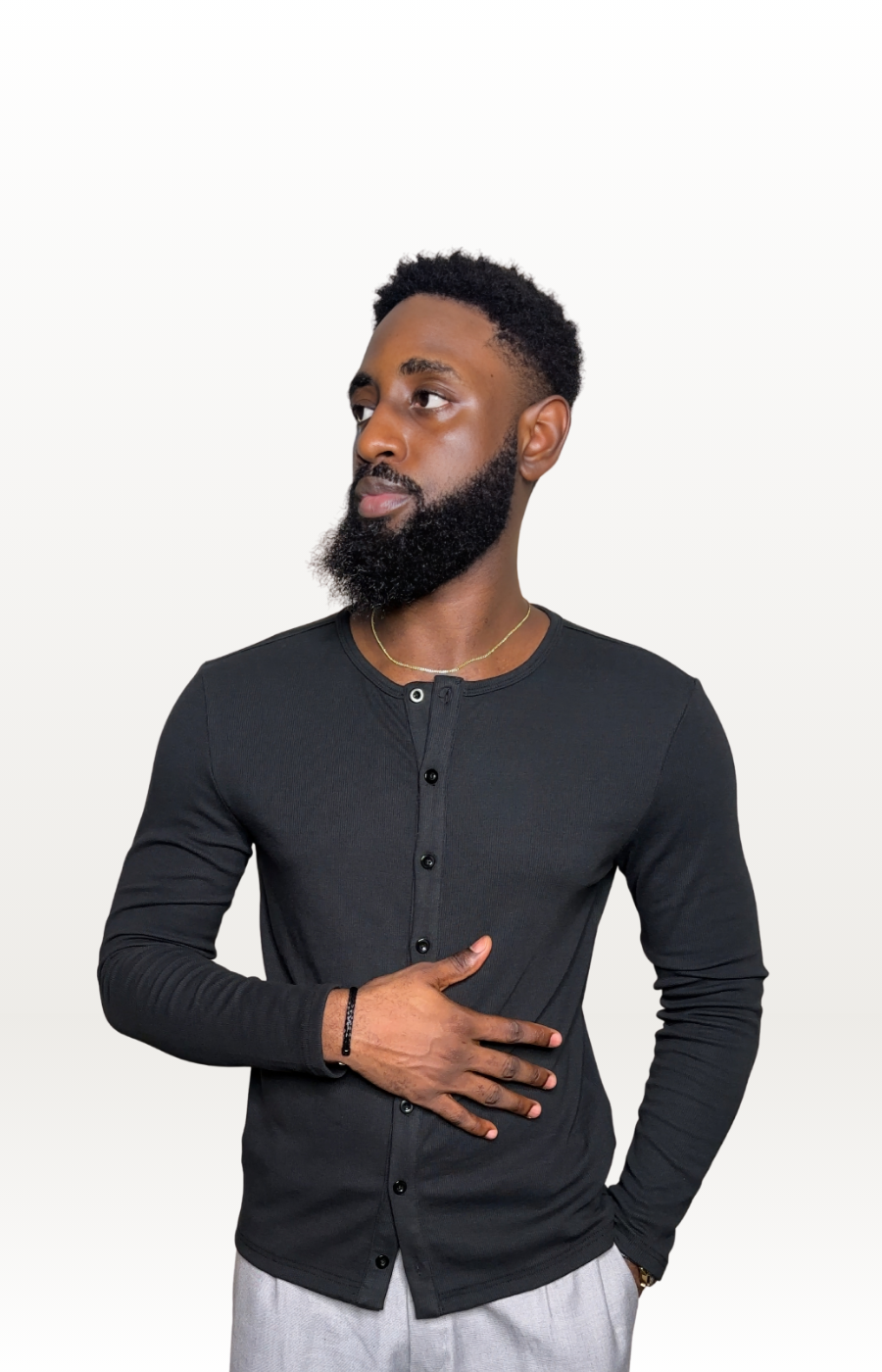 Button-up Long Sleeve Henley