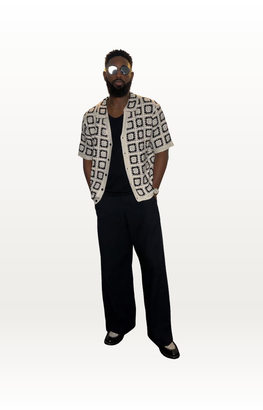 Loose Fit Crochet Knit Shirt