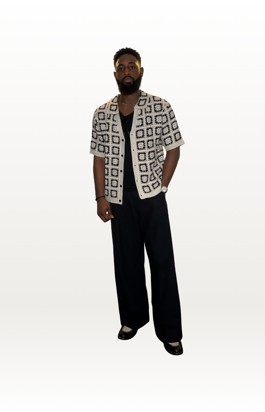 Loose Fit Crochet Knit Shirt