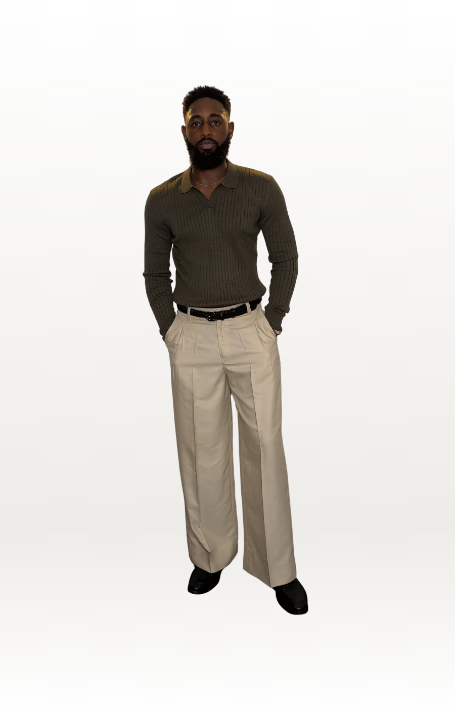 Ribbed Long Sleeve Knit Shirt