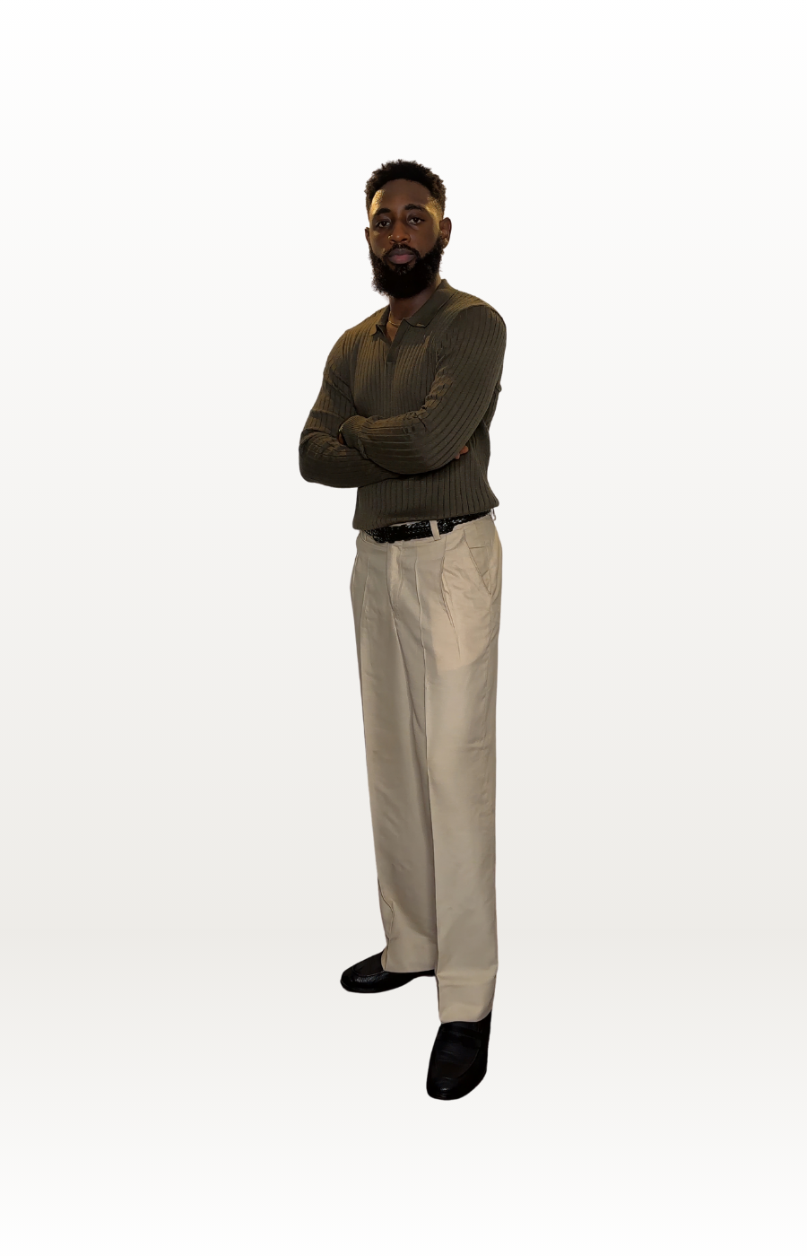 Ribbed Long Sleeve Knit Shirt