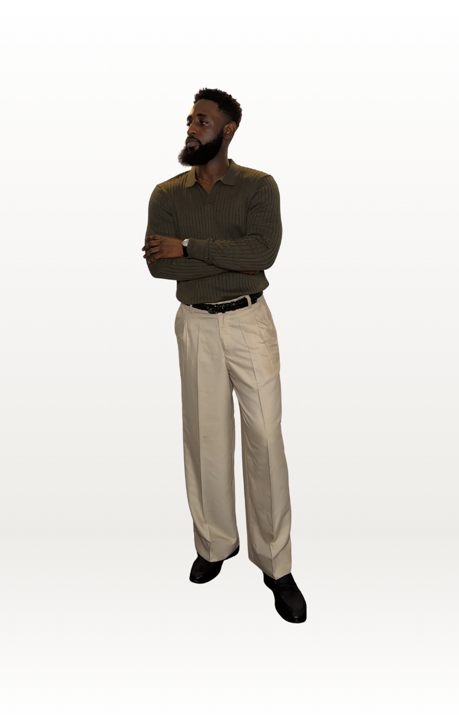 Ribbed Long Sleeve Knit Shirt