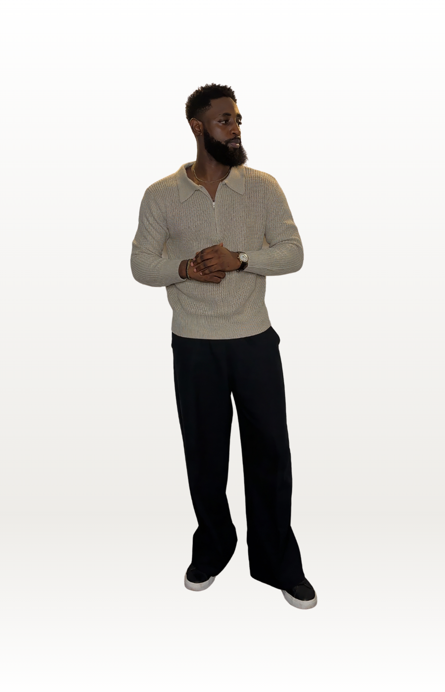 Oversized Collar Quarter-Zip Sweater