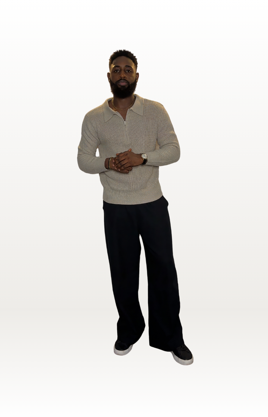 Oversized Collar Quarter-Zip Sweater