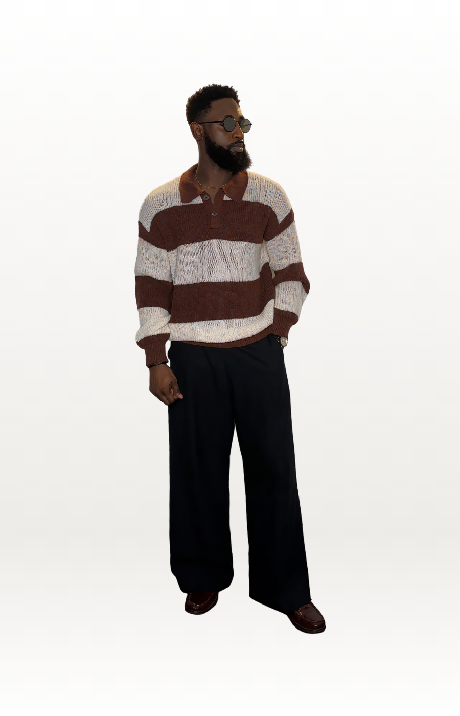 Oversized Two-Tone Striped Knit Sweater