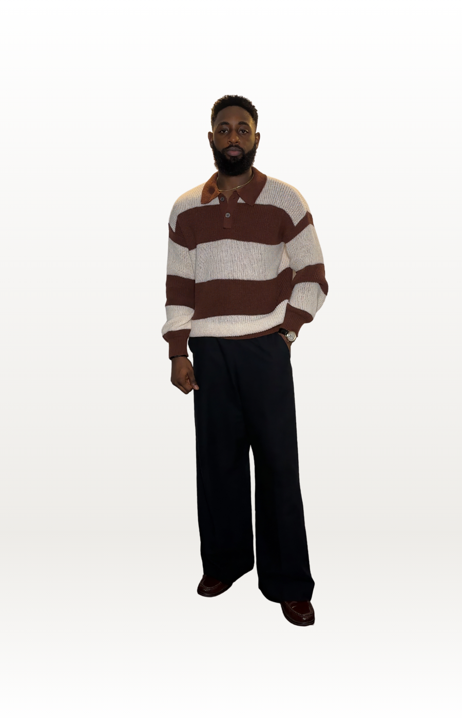 Oversized Two-Tone Striped Knit Sweater