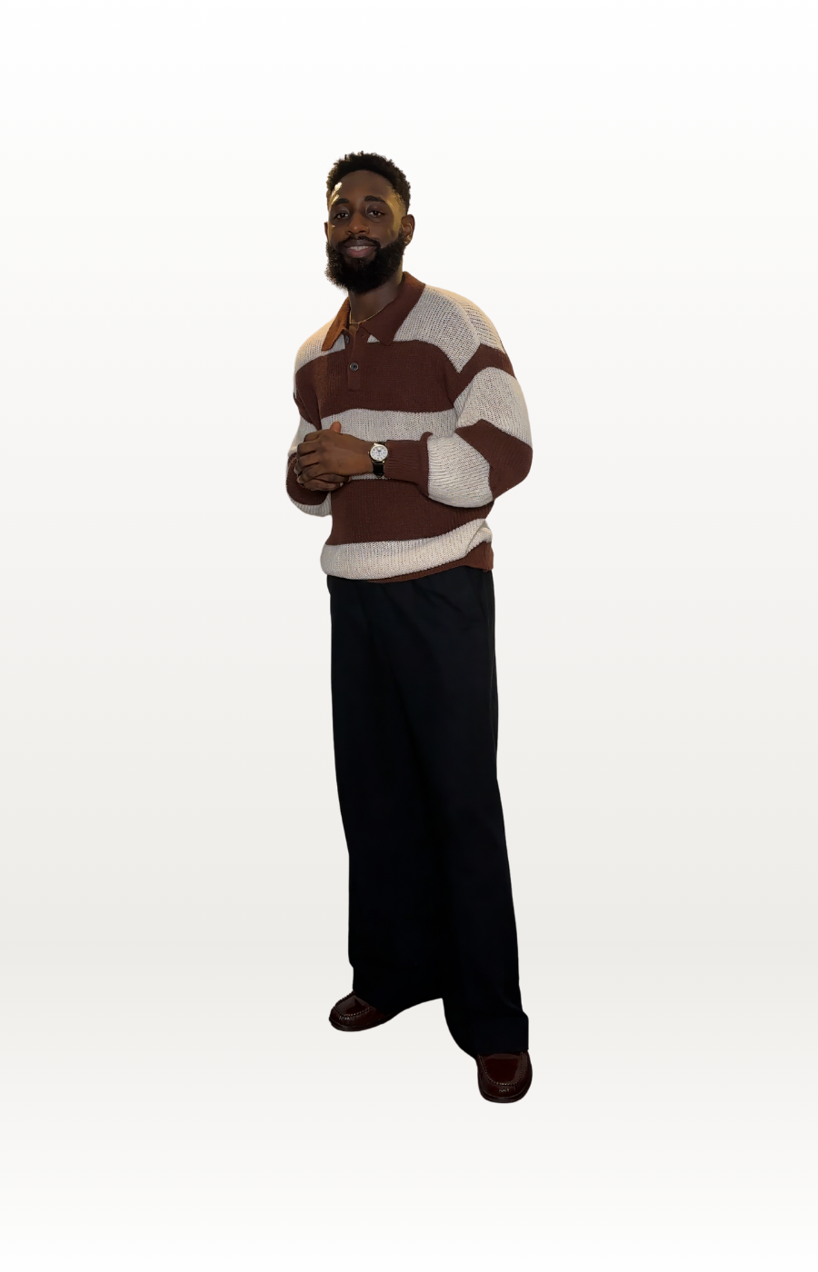 Oversized Two-Tone Striped Knit Sweater